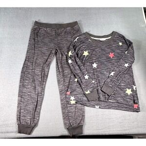 Secret Treasures Star Print Pajama Set Gray Womens M 8/10 Cozy Lounge Cute Sleep